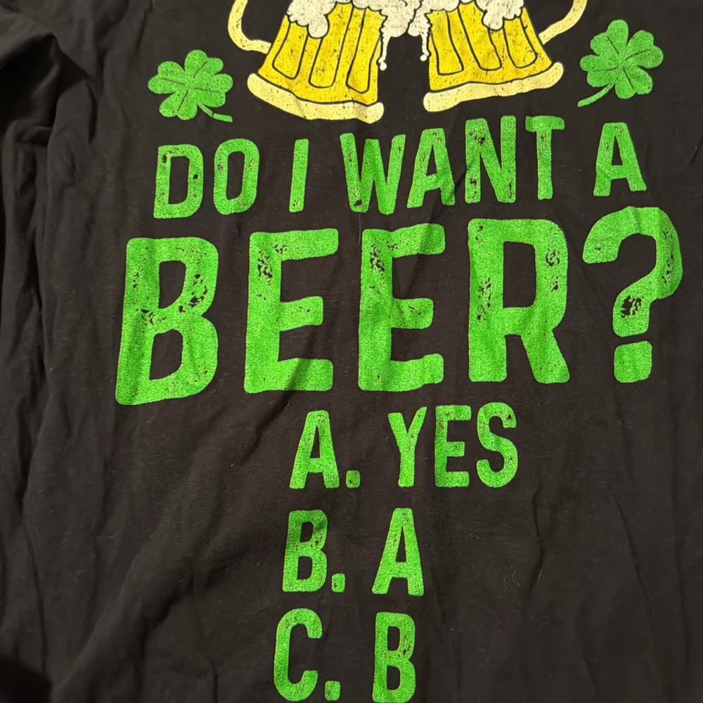 Black T-Shirt with Green Beer Graphic